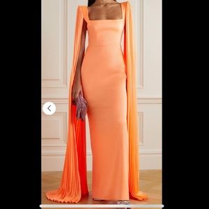 ALEX PERRY Exclusive Valerie Cape-Effect Pleated Satin-Crepe Gown